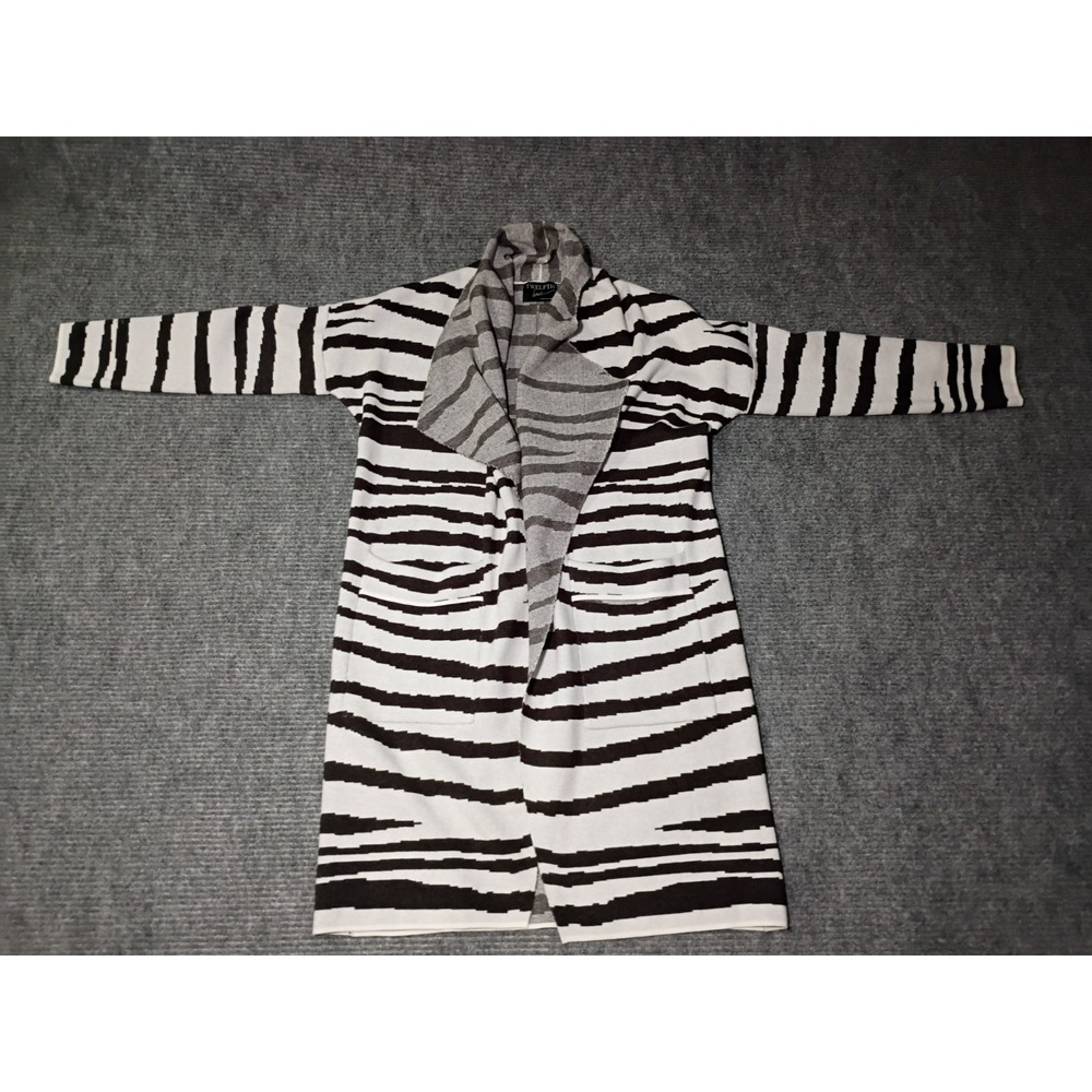 Twelfth Love Women's Zebra Animal Print Open Long Cardigan Size Medium